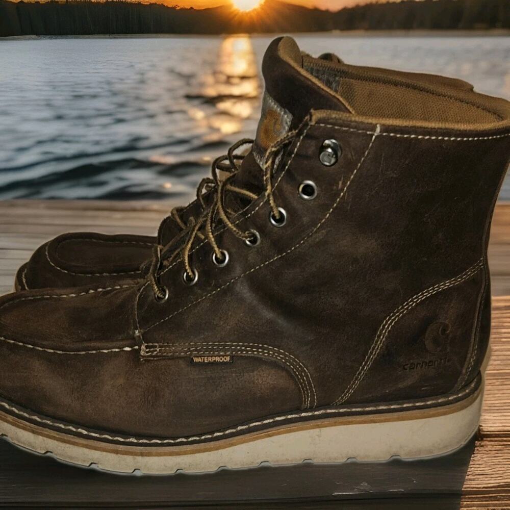 Carhartt CMW6095 Waterproof Wedge Brown Oil Leather Work Boots Men's size 13